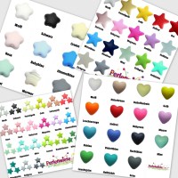 Silikonmotivperlen Herzen und Sterne